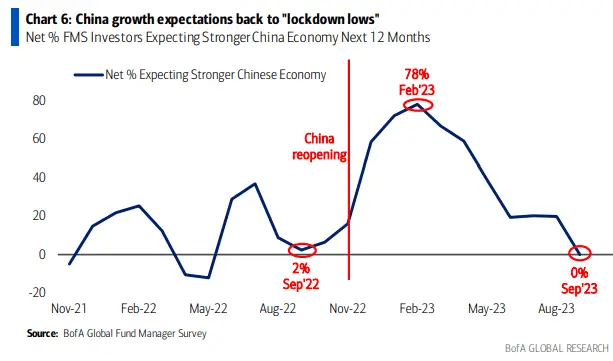 No one is betting on stronger growth in China in the next 12 months